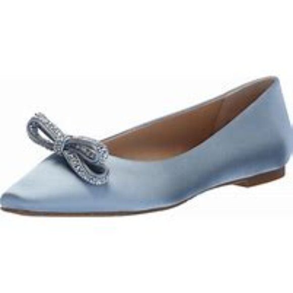 Badgley Mischka Shoes - BADGLEY MISCHKA Hesther Ballerina Flats with Rhinestone Bow in Powder Blue 5.5